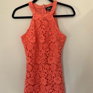 Lulus coral floral stitched dress